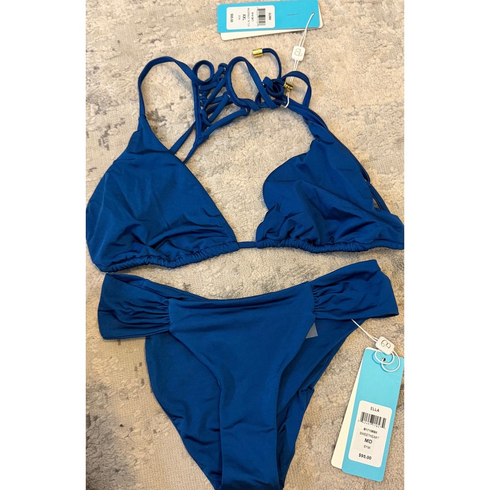 Beach Bunny Quinn Racerback Top XXL Ella Sweetheart Bottoms MD Bikini Set Symi